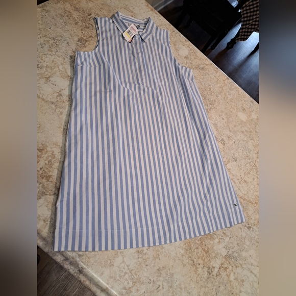 Vineyard Vines Dresses & Skirts - Vineyard Vines Sleeveless Popover Dress Collared Bayside Blue Stripe Sz M NWT